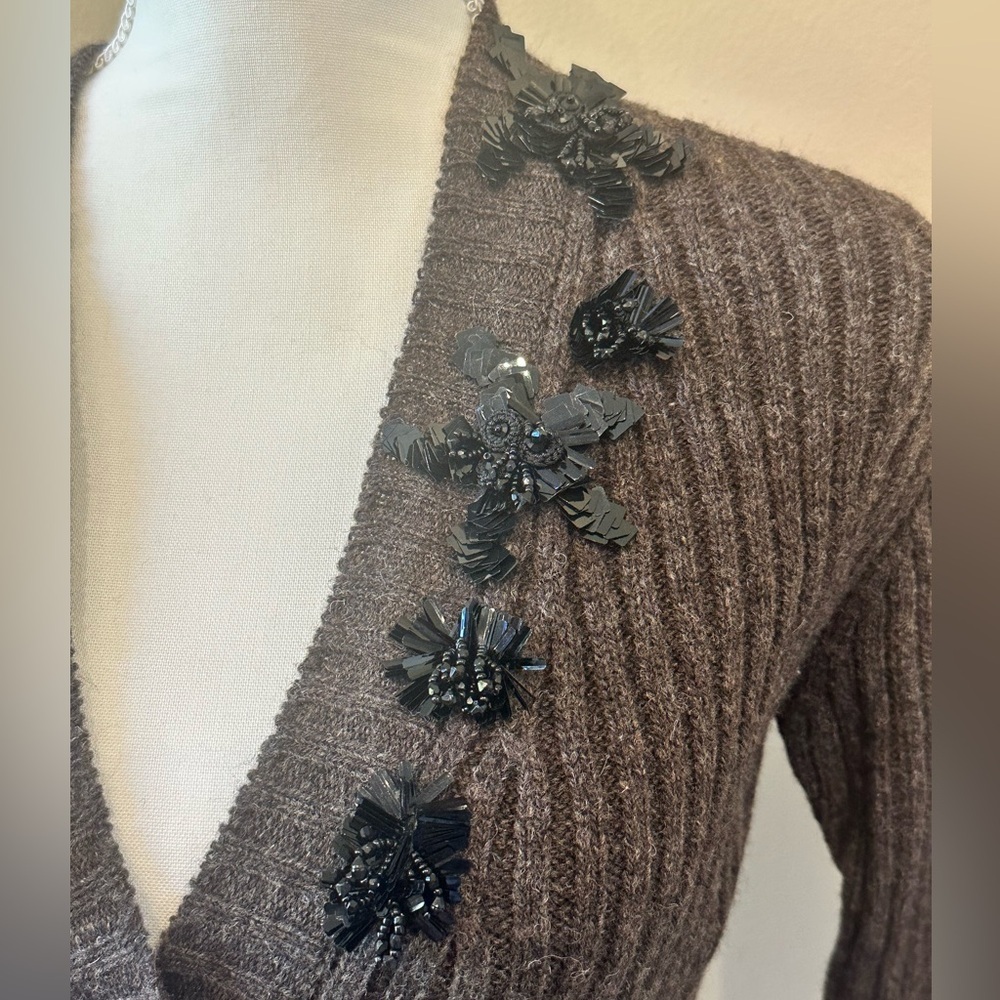 Prada 2009 Archive Wool Beaded Floral Cropped Cardigan IT 38 XS - Picture 4 of 12